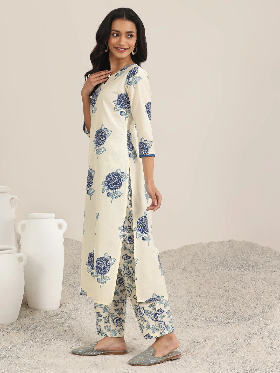 Libas Off White Printed Chanderi