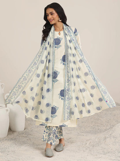 Libas Off White Printed Chanderi