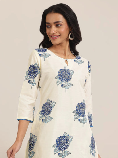 Libas Off White Printed Chanderi