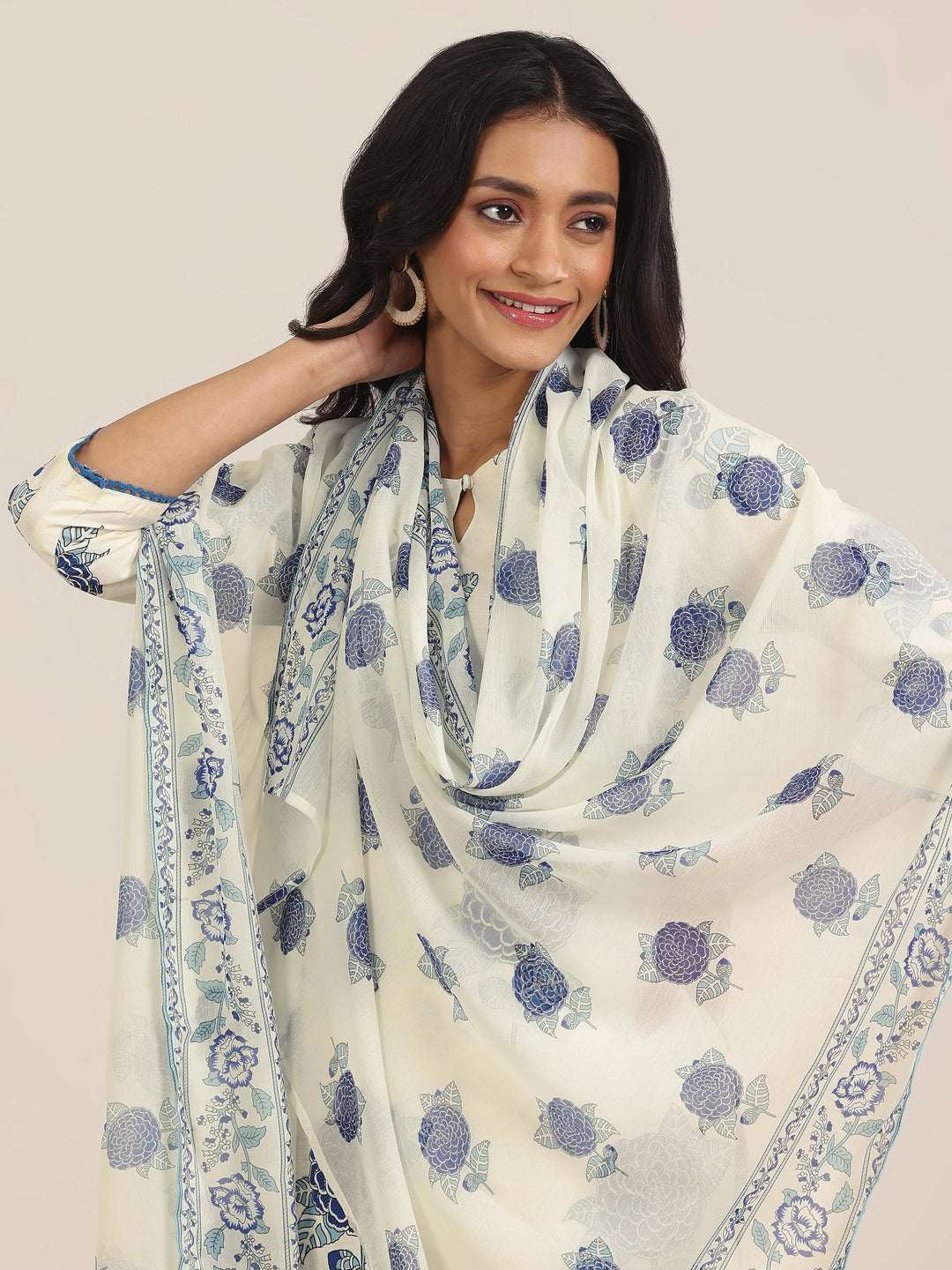 Libas Off White Printed Chanderi