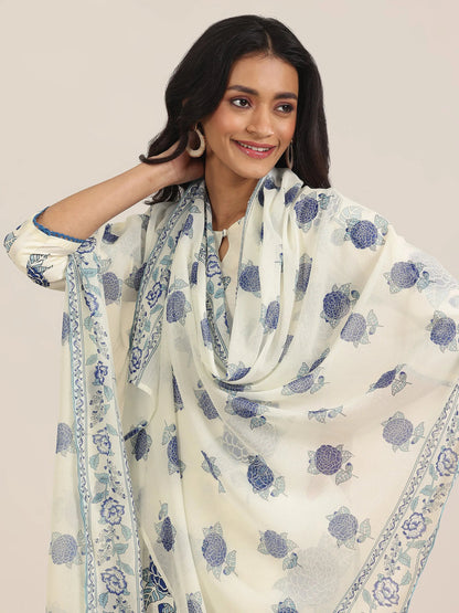 Libas Off White Printed Chanderi